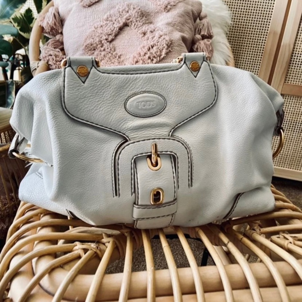 AUTHENTIC TOD’s CAREY WHITE LEATHER SATCHEL